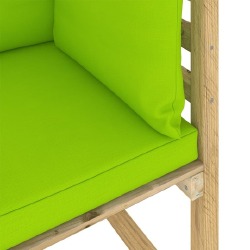 Kampinė sodo sofa su pagalvėlėmis, impregnuota pušis, žalia - Foteliai, sofos
