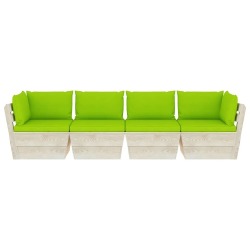 Keturvietė sodo sofa, iš palečių, su pagalvėlėmis, eglės mediena - Foteliai, sofos