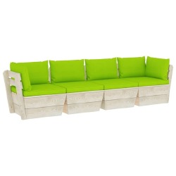 Keturvietė sodo sofa, iš palečių, su pagalvėlėmis, eglės mediena - Foteliai, sofos