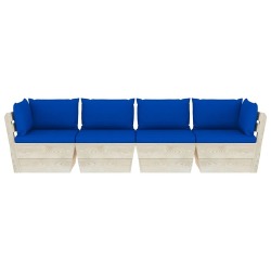 Keturvietė sodo sofa iš palečių, su pagalvėlėmis, eglės mediena - Foteliai, sofos