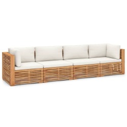 Keturvietė sodo sofa su pagalvėlėmis, tikmedžio masyvas - Foteliai, sofos