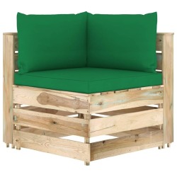 Keturvietė sodo sofa su tamsiai žaliomis pagalvėmis - Foteliai, sofos