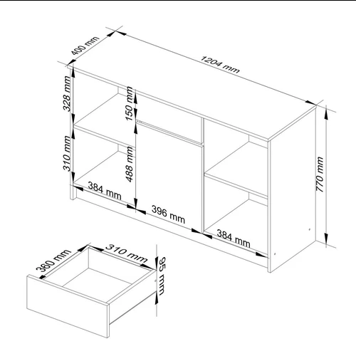 Komoda 120 cm – idealus papildymas bet kuriam kambariui