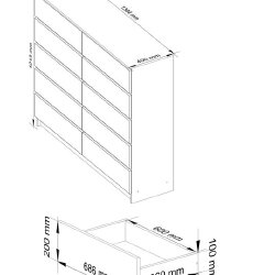 Komoda 140 cm – funkcionalumas ir stilingas dizainas