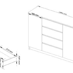 Komoda K140: akrilo blizges ir ergonomiškas dizainas