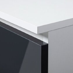 Komoda NORE K140 su 8-iais stalčiais, baltos/tamsiai pilkos spalvos - Komodos, šoninės spintelės