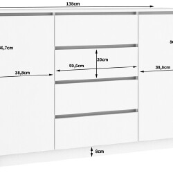 Universali komoda K 160 cm tinkanti įvairioms patalpoms