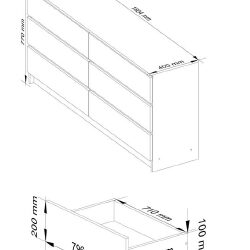 Baltos ir metalinio blizgesio komoda moderniam interjerui