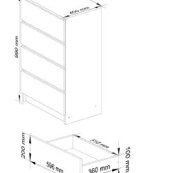 Komoda NORE K60,, baltos spalvos - Spintelės