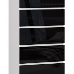 Komoda NORE K60 su 5-iais stalčiais , blizgios juodos spalvos