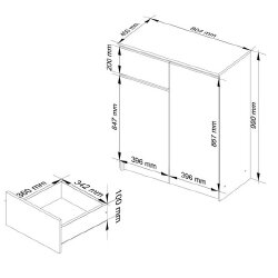 Komoda NORE K80, baltos spalvos - Spintelės