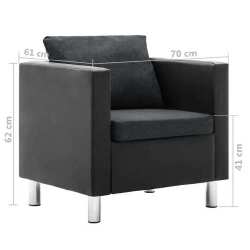 Krėslas, juodos ir tamsiai pilkos spalvos, dirbtinė oda - Foteliai