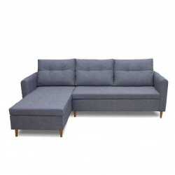 Moderni kampinė sofa su mediniu rėmu ir T30 putomis