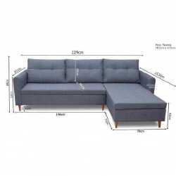 Moderni kampinė sofa su Malmė 83 audiniu ir 24 mėn. garantija