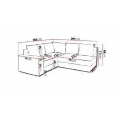 Minkštas kampas BONO (P210xA80xG190) lotus 2 kairinis - Minkšti kampai