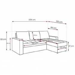 Minkštas kampas GORDIA (P234xA82xG156) lux 05 + soft 11 - Minkšti kampai