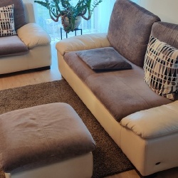 Minkšta odinė sofa-lova su ištraukiamu miegojimu 210x75 cm