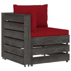 Mod. kampinė sofa su pagalvėmis, pilkai impregnuota mediena - Foteliai, sofos