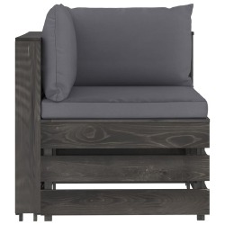 Modulinė kampinė sofa su pagalvėmis, pilkai impregnuota mediena - Foteliai, sofos