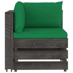 Modulinė -kampinė sofa su pagalvėmis, pilkai impregnuota mediena - Foteliai, sofos