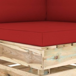 Modulinė -kampinė sofa su pagalvėmis, žaliai impregnuota mediena - Foteliai, sofos