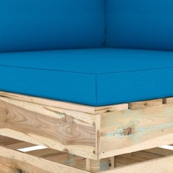 Modulinė -kampinė sofa su pagalvėmis .žaliai impregnuota mediena - Foteliai, sofos