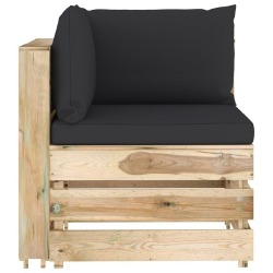 Modulinė -kampinė sofa su pagalvėmis žaliai impregnuota mediena. - Foteliai, sofos