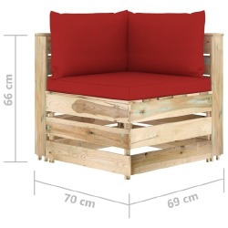 Modulinė -kampinė sofa su pagalvėmis, žaliai impregnuota mediena - Foteliai, sofos