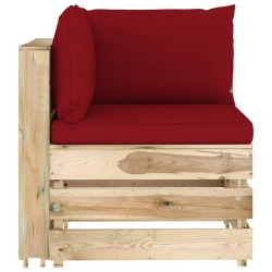 Modulinė kampinė sofa su pagalvėmis žaliai impregnuota mediena. - Foteliai, sofos