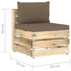 Modulinė vidurinė sofos dalis su pagalvėlėmis, mediena - Foteliai, sofos