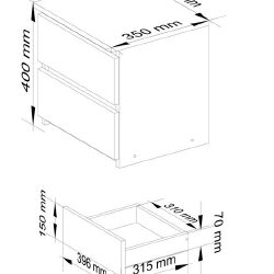 Naktinė spintelė NORE CL2 40 cm., baltos/ąžuolo spalvos - Naktinės spintelės