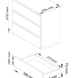 Naktinė spintelė NORE CL2 60 cm., ąžuolo spalva - Naktinės spintelės