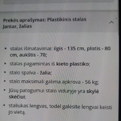 Žalias plastmasinis stalas sodui – 80x135 cm su skėčio anta