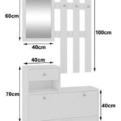 Prieškambario baldų komplektas NORE, baltos spalvos - Baldų komplektai