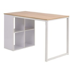 Rašomasis stalas (120x60x75 cm, balta ir ąžuolo sp.) - Darbo stalai