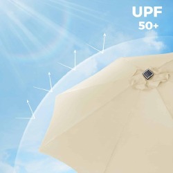 Reguliuojamas skėtis su LED apšvietimu Ø 300 cm, smėlio spalvos - Lauko skėčiai