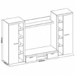 Sekcija RUMBA/RODOS XL (P300xA190xG40) balta/betonas - Komplektai, sekcijos