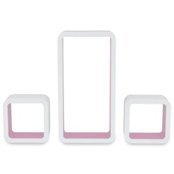 Sieninės lentynos, 6vnt., baltos ir rožinės sp., kubo formos - Lentynos