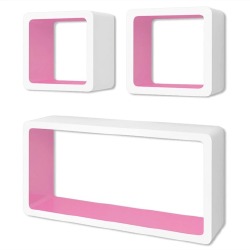 Sieninės lentynos, 6vnt., baltos ir rožinės sp., kubo formos - Lentynos