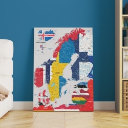 Skandinavijos žemėlapis Nr.13 Vėliavos (baltame fone) - Paveikslai