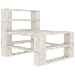 Sodo baldų komplektas iš palečių, 6 dalių, baltas, mediena - Lauko baldų komplektai