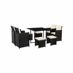 Sodo baldų komplektas iš PE polirotango, juodos/smėlio spalvos