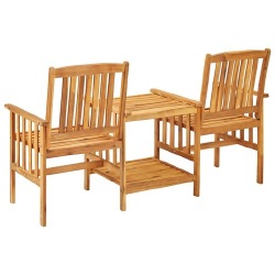 Sodo kėdės su arbatos staliuku ir pagalvėlėmis, aliejuota akacija - Lauko baldų komplektai