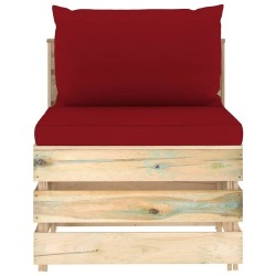 Sodo komplektas su bordo pagalvėlėmis, 6 dalių, impregnuota mediena - Lauko baldų komplektai