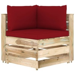 Sodo komplektas su bordo pagalvėlėmis, 6 dalių, impregnuota mediena - Lauko baldų komplektai