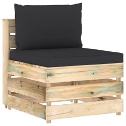 Sodo komplektas su juodomis pagalvėlėmis, 6 dalių, impregnuota mediena - Lauko baldų komplektai