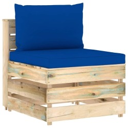 Sodo komplektas su mėlynom pagalvėlėmis, 6 dalių, impregnuota mediena - Lauko baldų komplektai