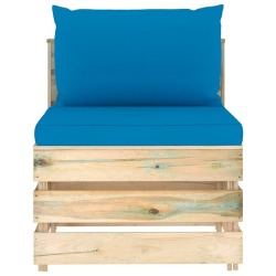 Sodo komplektas su mėlynomis pagalvėlėmis, 6 dalių, impregnuota mediena - Lauko baldų komplektai