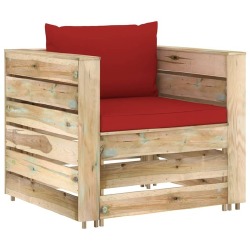 Sodo komplektas su pagalvėlėmis (6 d., impregnuota mediena) - Lauko baldų komplektai