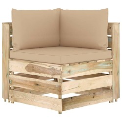 Sodo komplektas su pagalvėlėmis (6 d., impregnuotos medienos) - Lauko baldų komplektai